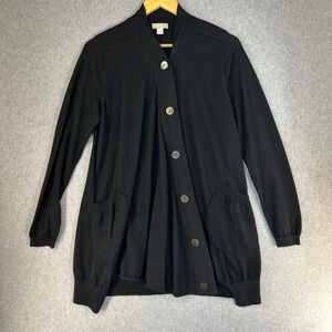 Nordstrom Womens Black 100% Cashmere Button Front Cardigan Sweater Size Medium